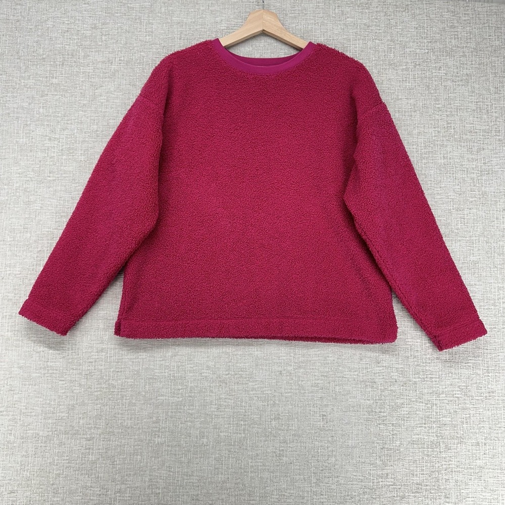 LOFT Sweatshirt Petites Womens MP Pink Fleece Crewneck Long Sleeve Cozy Pullover